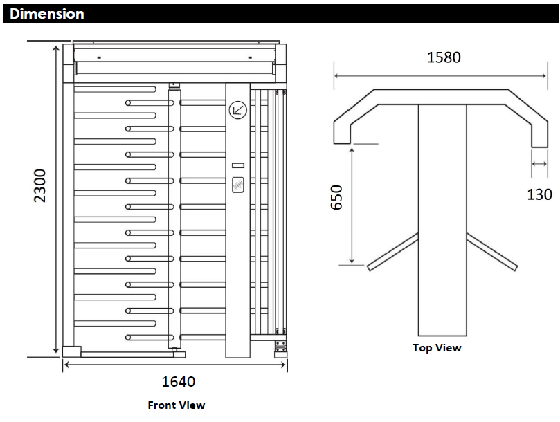 Single Lane Full-Height Gate Solenoid Lock Automatic 304 Stainless Steel