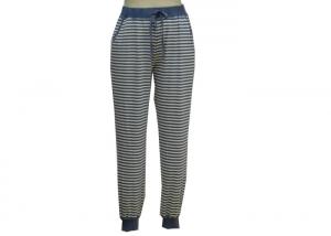 Wholesale Womens High Waisted Cigarette Trousers , Blue And White Striped Pants Outfit from china suppliers
