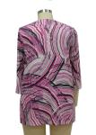 Geometric Pattern Ladies Casual T Shirts With Buckle 3 4 Sleeve V Neck Top