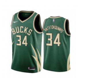 China Mens Milwaukee Bucks #34 Giannis Antetokounmpo Stitched Green 2021 Earned Edition Swingman Jersey on sale