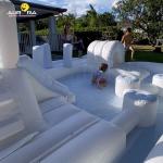 White Outdoor Inflatable Soft Play Equipment Playground Water Slide Pool For