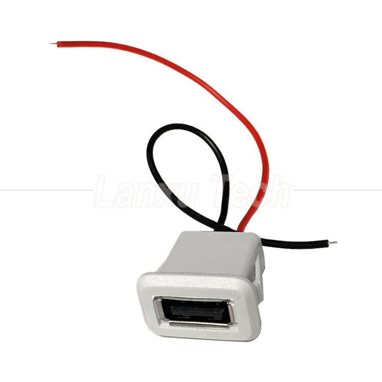 Waterproof USB Type A Female Socket Mount 2 Pin Wire Cable for LED Lamp Toy