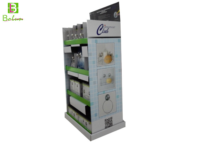 Cardboard Floor Point Of Purchase Display Racks Rectangle For Accessory Products