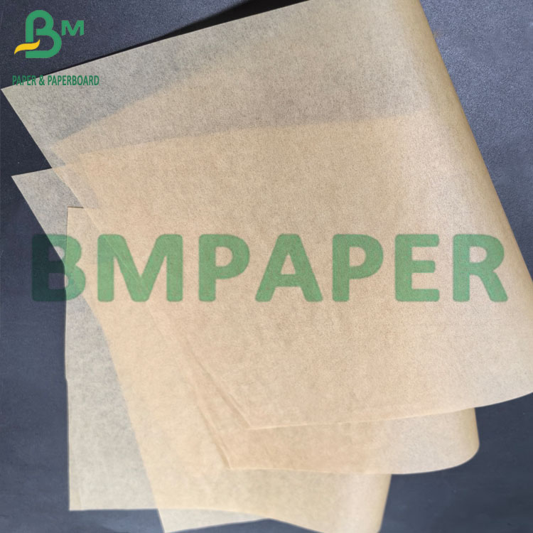 40gsm One Side Glossy Oilproof MG Unbleached Brown Ribbed Kraft Paper Sheets