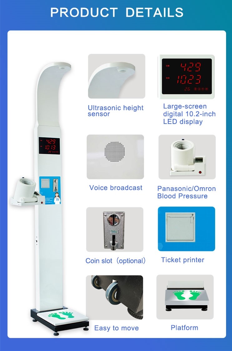 Led Display Blood Pressure Heart Rate Height Weight Scale Physical Examination Equipment