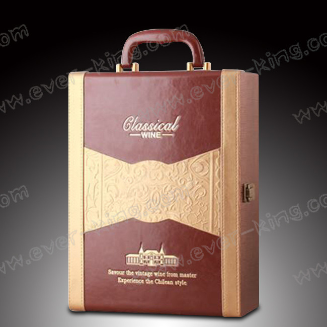 Leather OEM Wine Glass Packaging Boxes For Spirits