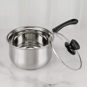 Wholesale Kitchenware Stainless Steel Soup Boiling Pot Milk Pan with Glass Lid from china suppliers