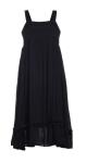 Black Color Chiffon Plus Size Slip Dress Polyester Material With Flounce Hem And