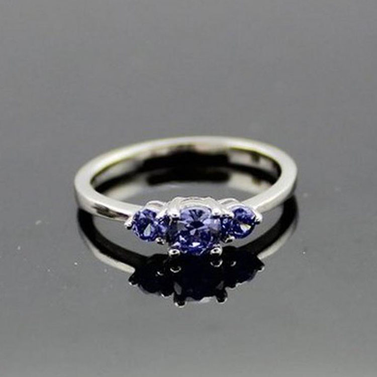 Women Jewelry 925 Silver Amethyst Three Gemstone Ring (JY003)