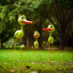ODM Iron Metal Garden Ornaments Handmade Metal Big Green Bird