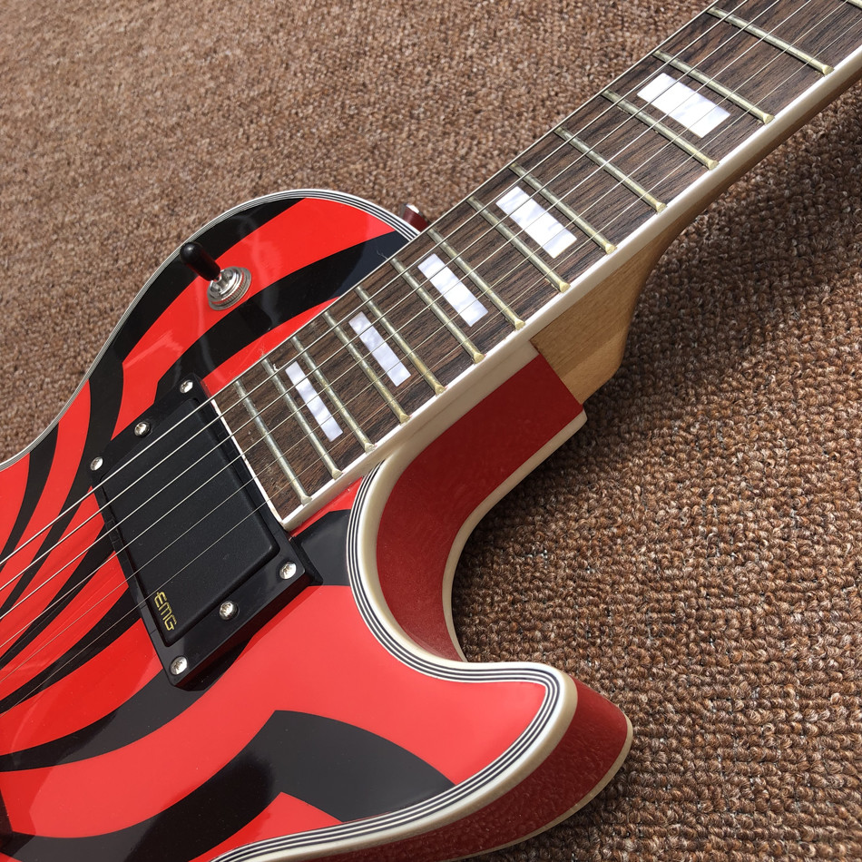 Custom Grand LP Style Electric Guitar G-Zakk Wylde Bullseye in Cherry Sunburst Windmill Painting Chrome Hardware