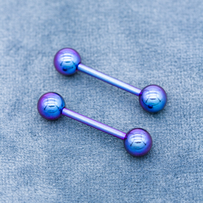 Rainbow 14G Nipple Piercing Jewelry 15mm Surgical Steel Nipple Rings