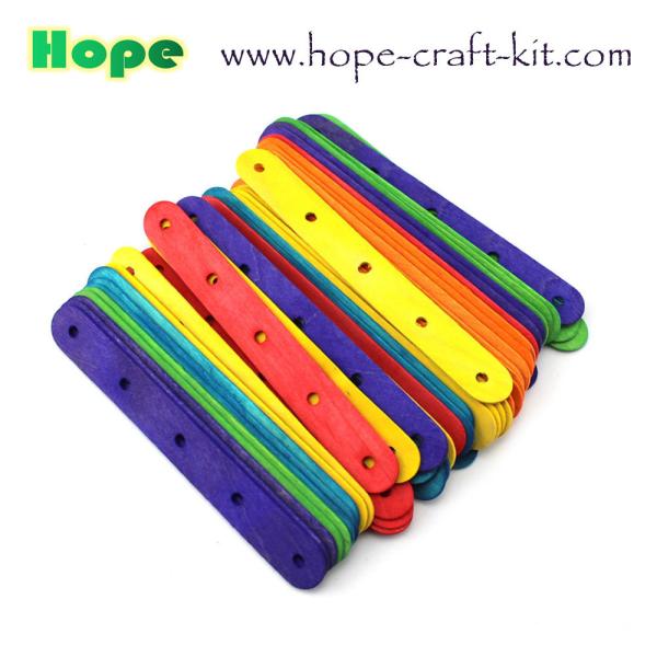 Natural wood color, asst colors wooden craft sticks with holes for hobbies and