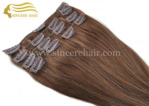 China Hot Sale 16 Clip In Hair Extensions for sale - 40 CM Brown Full Set 7 Pieces of Clips-In Remy Hair Extensions for Sale on sale