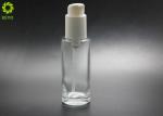Luxury Cosmetic Packaging 80ml Round Flat Glass Serum Lotion Bottle With Self