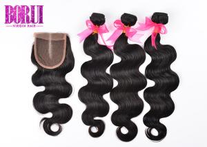 Wholesale Dyed Brazilian Body Wave Hair 3 Bundles With Closure 4x4 Double Weft Smooth from china suppliers