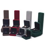 Hanhong Embossed Luxury LED Velvet Brown Jewelry Packaging Box Custom Ring Box