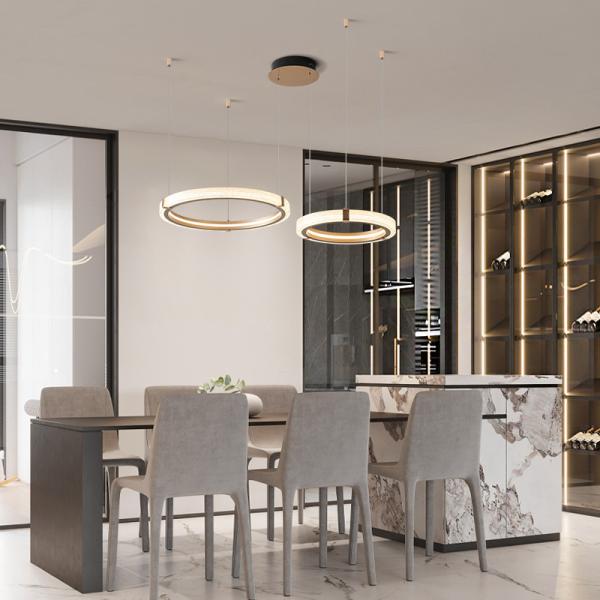 Creative Nordic Minimalist Double Ring Dining Room Chandelier Simple Modern