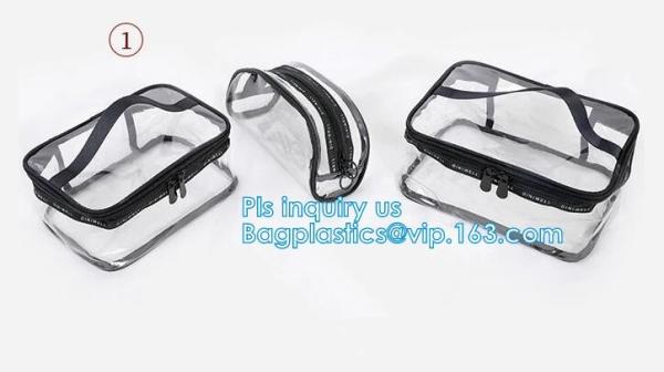 PVC Zip Lock Plastic Cosmetic Travel Packaging Bag, Travel Set Stand Up Bags For