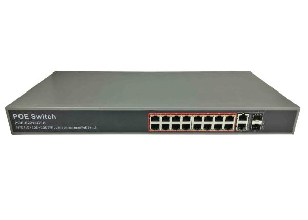 POE-S2216GFB (16FE+2GE+2GE SFP) 16 Port 100Mbps IEEE802.3af/at PoE Switch 300W