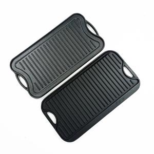 Matt Black 17X9.8 Cast Iron Flat Griddle Pan For BBQ Camping