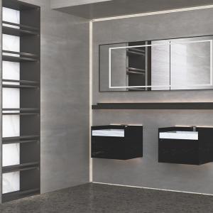 Wholesale Rock slab Countertop Mirrored Bathroom Vanity Cabinet With Lights OEM from china suppliers