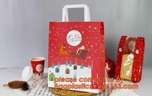 Wholesale Christmas paper shopping bag, shopper, Customized Reusable Brown baguette bag /kraft paper bread bag with window, handle from china suppliers