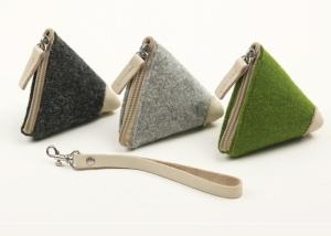 Wholesale Zipper Type Triangle Handmade Felt Coin Bags 9*19 Cm Small Felt Bags from china suppliers