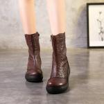 S089 New Martin boots retro original handmade leather velvet mid-tube platform