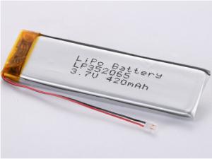 Wholesale LP352065 3.7V 420MAH Lithium Polymer Battery with 50mm Red and Black Wires ROHS Certified 12 Months Guarantee from china suppliers