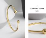 Lanciashow 925 Sterling Silver Cuff Bangle Bracelet Gold Plated Jewelry For