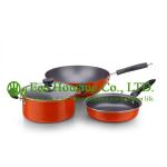 3 pieces stainless steel cooking cookware including fry pan and soup pot and