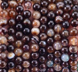 Wholesale Coffee Stripped Agate Loose Bead Strands Semi Precious Stone for DIY Jewelry Making from china suppliers