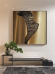 Custom Golden Premium Square Wall Art Hotel Entryway Metal Decor Painting Mural