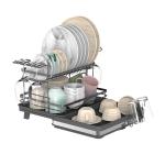 Floor Type 2 Tiers Big Capacity Collapsible Multifunctional Foldable Dish Rack