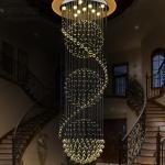 Modern Long LED Spiral Living Crystal Chandeliers Lighting Indoor crystal light