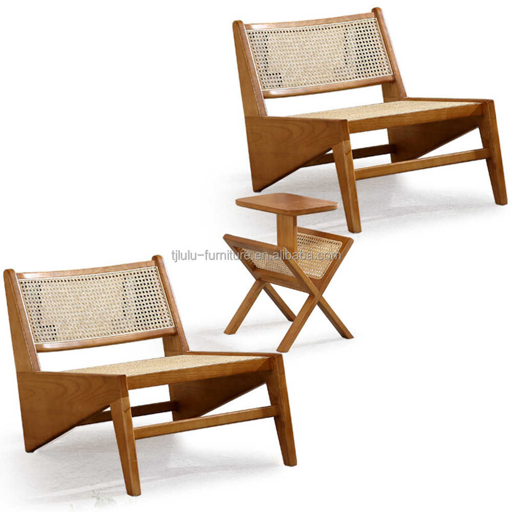 Living Room Chair Design Classical Solid Wood Rattan Chair for Nordic Lounge and Contemporary Furniture
