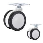 275LBS 5 Inch PU Medical Casters Dual Wheel Top Plate Swivel Hospital Caster OEM