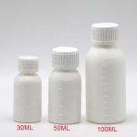 30mL/50mL/100mL PP White Liquid Medicine Bottle with Scaled Body and Screen