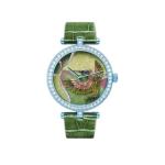 3D Dial Leather Strap Wrist Watch 5ATM OEM Diamond Quartz Movement