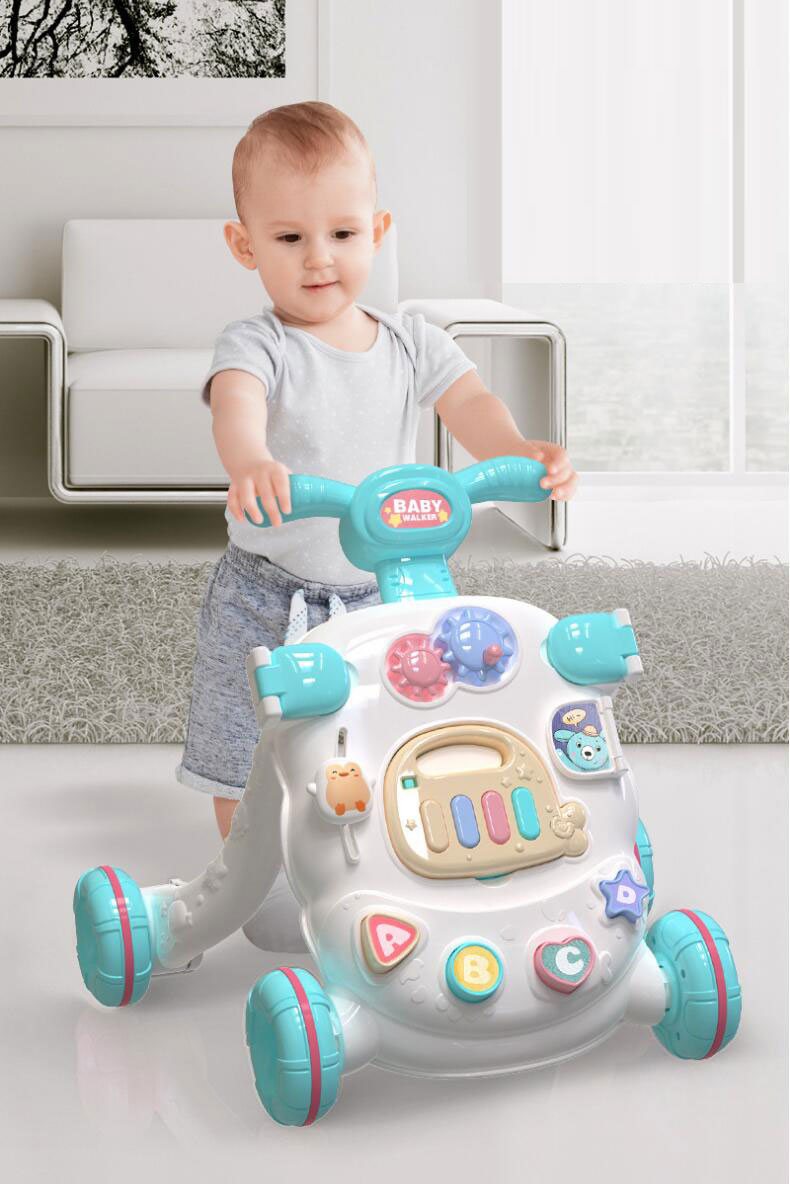 Sit Stand Early Learning Baby Walker with Musical Activity Center and Toys