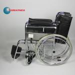Hospital Folding Steel Wheelchair With Detachable Footrest Flip Back Seat