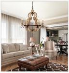Wood Chandelier Lighting Retro Iron Candle Hanging Lamp(WH-CI-13)