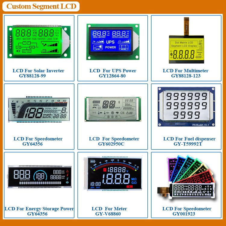 5.0V Operating Voltage Custom Segment Display for Solar Inverter HTN LCD Blue Screen Module -10- 60C