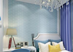 Wholesale Blue Self Adhesive 3D Brick Effect Wallpaper Non Woven Materials , Pre - Pasted from china suppliers