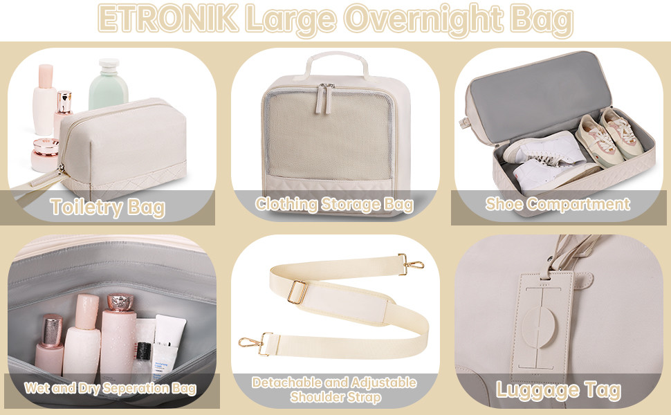 22x12x9in Large Travel Duffle Bag Compartment Wet Pocket Toiletry