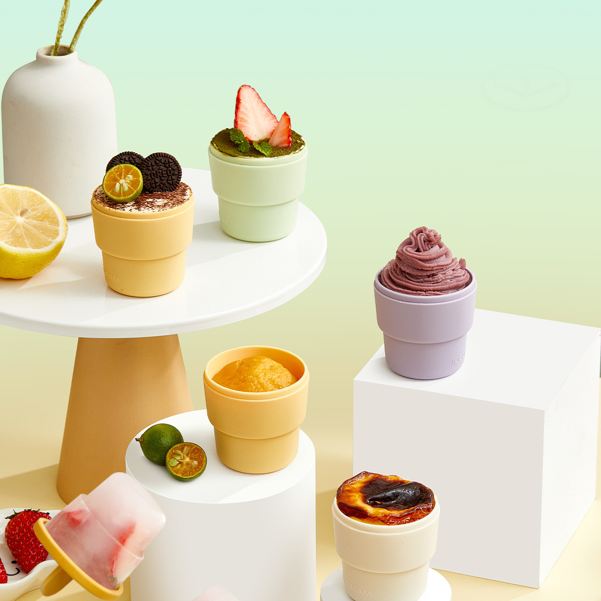 Ice Cream Popsicle Mold Set,Reusable Silicone Popsicles Molds for Kids