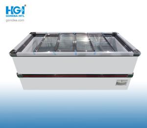 Wholesale 1050L Manual Defrost Supermarket Island Freezer With Sliding Glass Top SASO CB from china suppliers