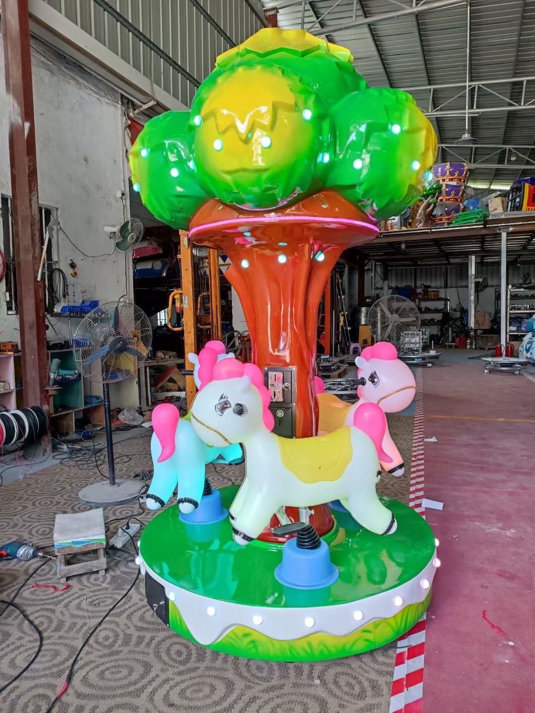 3 Players kids ride Carousel Merry mini Tree amusement game machine
