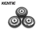 Black PU Round Plastic Nylon Roller Wheels M5x28x8mm For Electronic Product